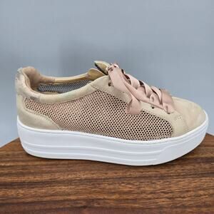 Softwaves Shoes Womens 5 35 Taupe Beige Blush Leather Mesh Platform Sneakers